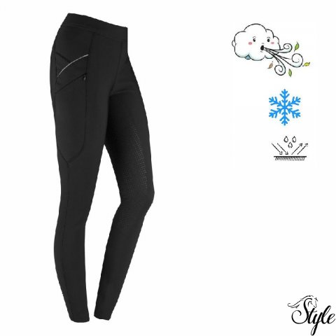 HORKA meleg téli vízálló softshell lovaglónadrág leggings fazonban Black