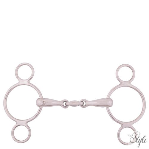 BR duplántört három karikás gag zabla - 18 mm