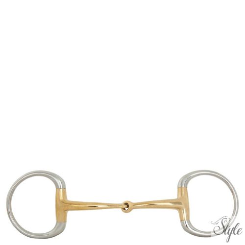 BR egyszertört réz oliv karikás zabla - 16 mm