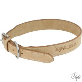 DIEGO & LOUNA természetes bőr nyakörv kutyáknak
