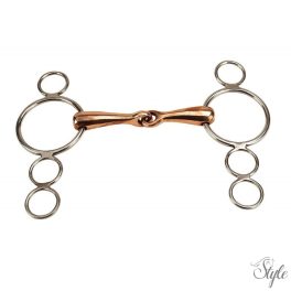 FEELING Kontinentális zabla, 4 karikás, réz szájrésszel
