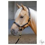 HARRYS HORSE bőr kötőfék – fekete, díszcsíkkal