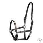 HARRYS HORSE bőr kötőfék csikónak/póninak – fekete, kristályos