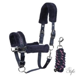  HARRYS HORSE Kötőfék szett vezetőszárral – Denici Cavalli Purple Passion Crystal