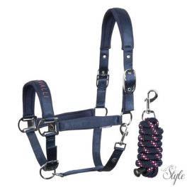   HARRYS HORSE Kötőfék szett vezetőszárral – Denici Cavalli Purple Passion Satin