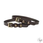 Horka lakkozott bőr sarkantyúszíj kövekkel