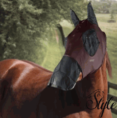 Horses légymaszk orrhálóval Burgundy